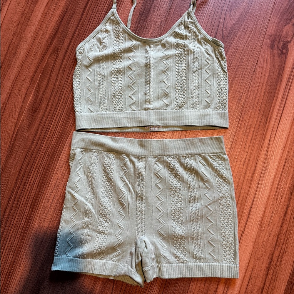two piece mint green set, women’s size medium